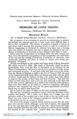 PROBLEMS of STOCK FEEDING Chairman, Professor H