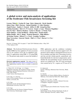 A Global Review and Meta-Analysis of Applications of the Freshwater Fish Invasiveness Screening Kit