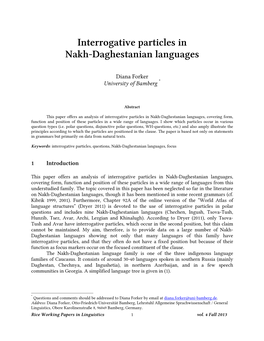 Interrogative Particles in Nakh-Daghestanian Languages