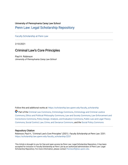 Criminal Law's Core Principles