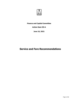 Service and Fare Recommendations