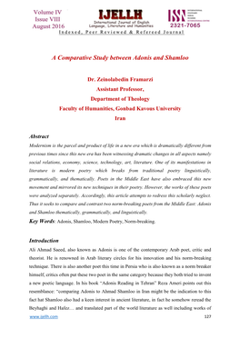 A Comparative Study Between Adonis and Shamloo