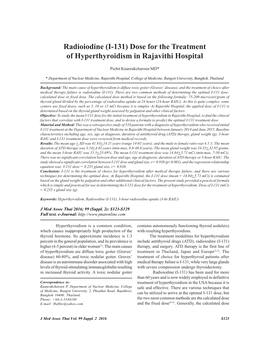 (I-131) Dose for the Treatment of Hyperthyroidism in Rajavithi Hospital