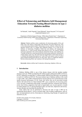 Effect of Telenursing and Diabetes Self-Management Education Towards Fasting Blood Glucose in Type 2 Diabetes Mellitus