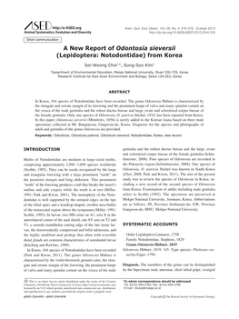 A New Report of Odontosia Sieversii (Lepidoptera: Notodontidae) from Korea