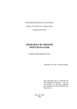Geologia Da Região Pontalina (Go)