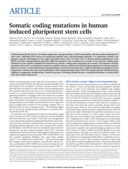 Somatic Coding Mutations in Human Induced Pluripotent Stem Cells