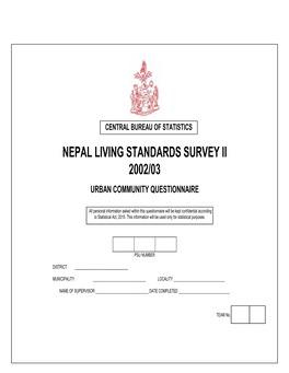 Nepal Living Standards Survey Ii 2002/03