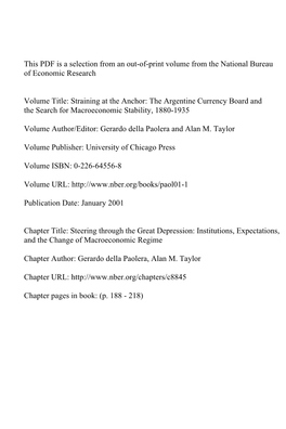 Steering Through the Great Depression: Institutions, Expectations, and the Change of Macroeconomic Regime