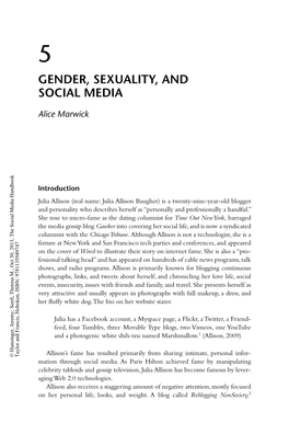 Gender, Sexuality, and Social Media