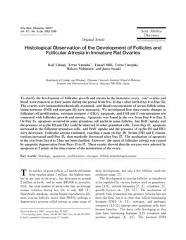 Histological Observation of the Development of Follicles and Follicular Atresia in Immature Rat Ovaries