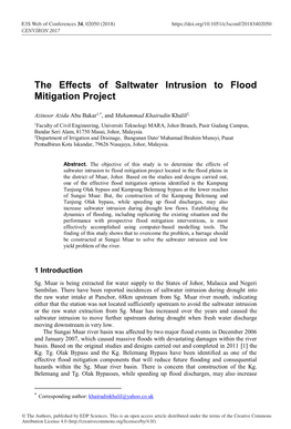 The Effects of Saltwater Intrusion to Flood Mitigation Project