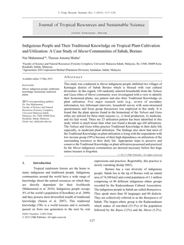 A Case Study of Murut Communities of Sabah, Borneo Nur Muhammed1*, Theresa Antonia Muthu2