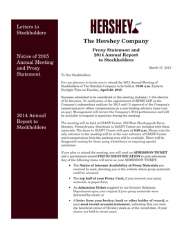 2015 Proxy Statement and 2014 Annual Report