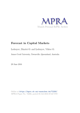 Forecast in Capital Markets