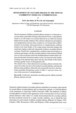 DEVELOPMENT of INCLUDED PHLOEM in the STEM of COMBRETUM NIGRICANS (COMBRETACEAE) by R