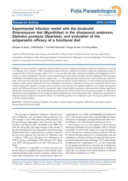 Experimental Infection Model with the Bivalvulid Enteromyxum Leei