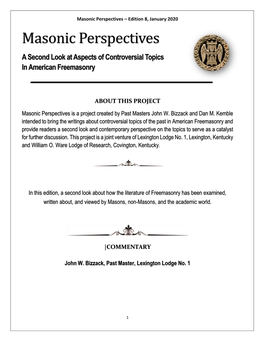 Masonic Perspectives – Edition 8, January 2020