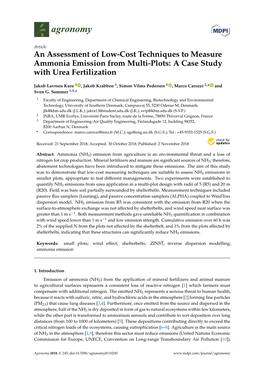 An Assessment of Low-Cost Techniques to Measure Ammonia Emission from Multi-Plots: a Case Study with Urea Fertilization