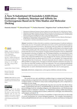 A New N-Substituted 1H-Isoindole-1,3(2H)-Dione Derivative—Synthesis, Structure and Afﬁnity for Cyclooxygenase Based on in Vitro Studies and Molecular Docking