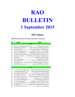 RAO BULLETIN 1 September 2015