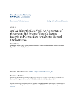 Are We Filling the Data Void? an Assessment of the Amount and Extent of Plant Collection Records and Census Data Available for T