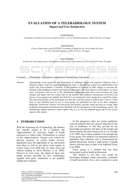 EVALUATION of a TELERADIOLOGY SYSTEM Impact and User Satisfaction