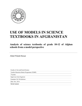 Use of Models in Science Textbooks in Afghanistan