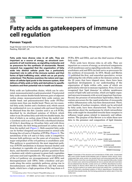 Fatty Acids As Gatekeepers of Immune Cell Regulation