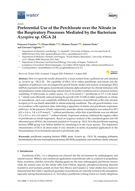 Preferential Use of the Perchlorate Over the Nitrate in the Respiratory Processes Mediated by the Bacterium Azospira Sp