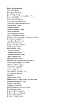 SLRLN Membership List Affton School District Brentwood Public Library