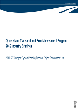 2019–20 Transport System Planning Program Project Procurement List