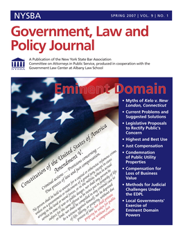 Government, Law and Policy Journal Eminent Domain