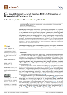 Rare Crucible from Medieval Karelian Hillfort: Mineralogical Fingerprints of Functional Use