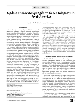 Update on Bovine Spongiform Encephalopathy in North America