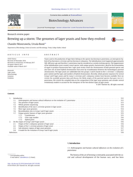 Research Review Paperbrewing up a Storm: the Genomes of Lager Yeasts