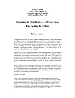 Enhancing the Global Linkages of Cooperatives: the Fairtrade Option