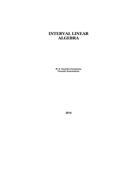 Interval Linear Algebra