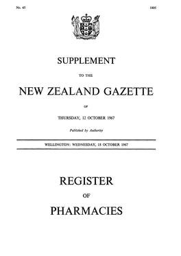 New Zealand Gazette Register Pharmacies