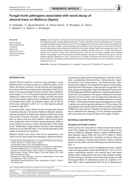 Fungal Trunk Pathogens Associated with Wood Decay of Almond Trees on Mallorca (Spain)