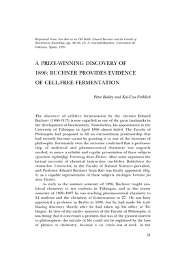 A Prize-Winning Discovery of 1896: Buchner Provides Evidence of Cell-Free Fermentation