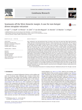 Seamounts Off the West Antarctic Margin: a Case for Non-Hotspot Driven Intraplate Volcanism