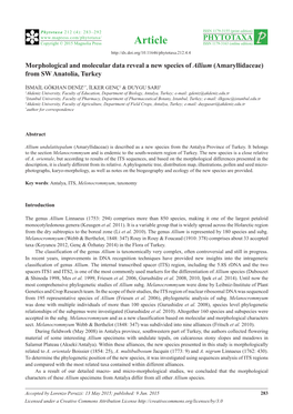 Morphological and Molecular Data Reveal a New Species of Allium (Amaryllidaceae) from SW Anatolia, Turkey