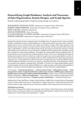 Demystifying Graph Databases: Analysis and Taxonomyof Data Organization, System Designs, and Graph Queries