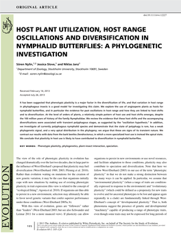 Host Plant Utilization, Host Range Oscillations and Diversification in Nymphalid Butterflies: a Phylogenetic Investigation