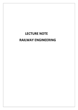 Lecture Note Railway Engineering