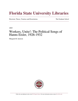 The Political Songs of Hanns Eisler, 1926-1932 Margaret R
