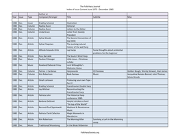 The Folk Harp Journal Index of Issue Content June 1973 - December 1985