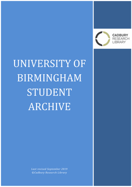 University of Birmingham Student Archive