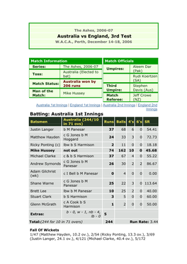 Australia V England 3Rd Test (Pdf)